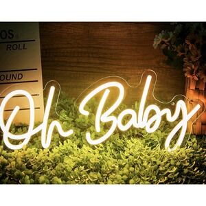 Neon Sign Oh Baby Lights Baby Shower Signs 23.5" x 12" for Wall Decor Warm White
